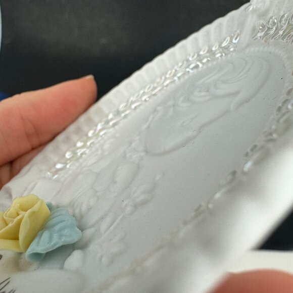 Vtg Precious Moments Small Oval Christening Baptism Decor Plaque Yellow Rose - Picture 11 of 11